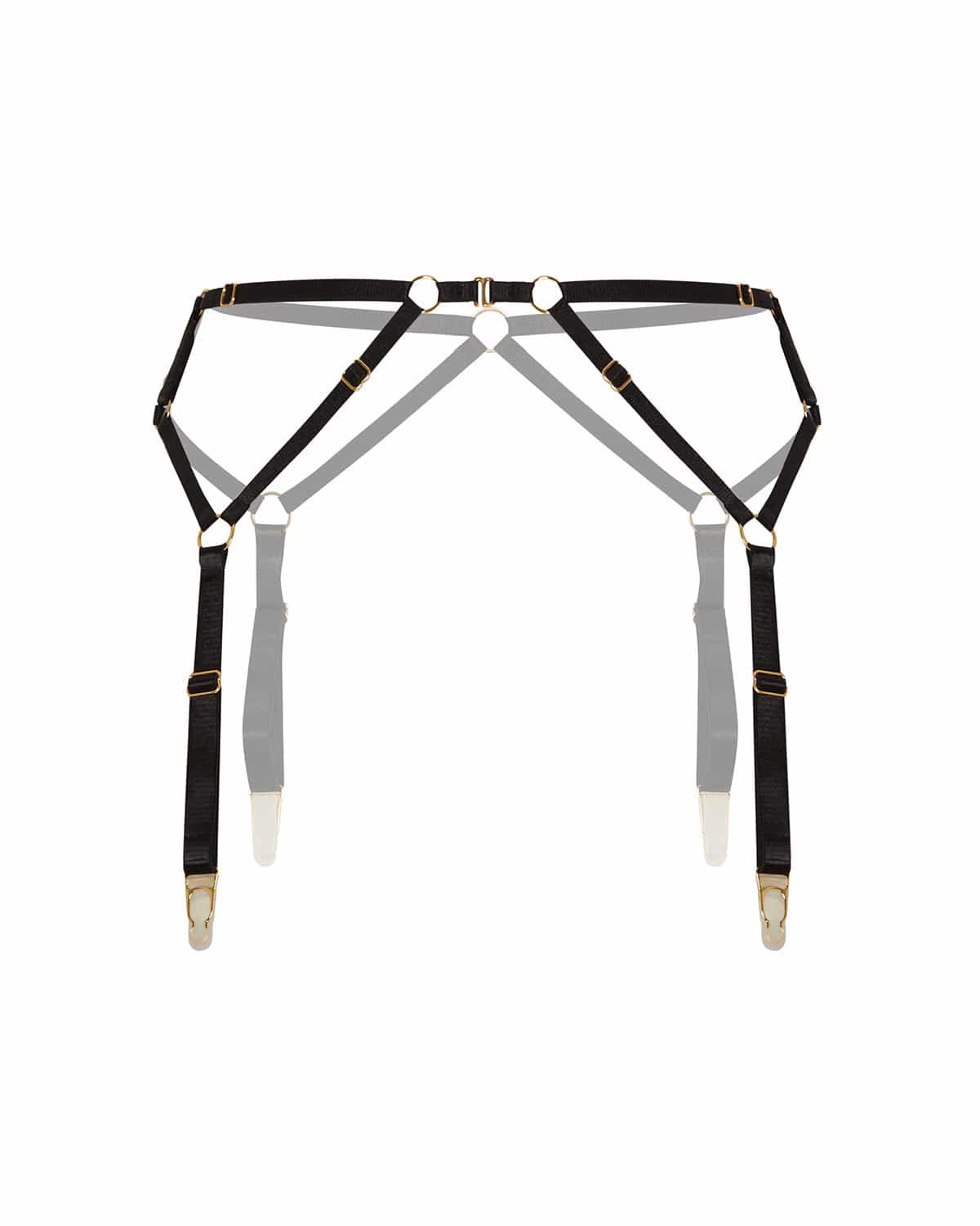 Vivi Leigh London Suspenders Black Strap Suspenders sexy harness luxury lingerie Black Strap Suspender uk sustainable brand