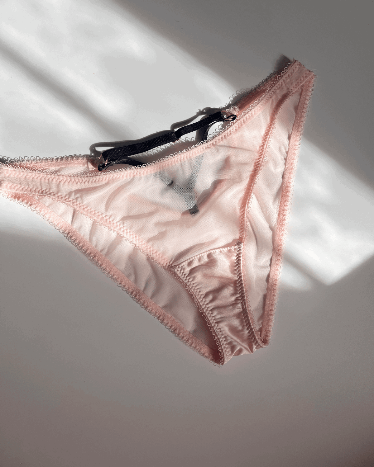 Vivi Leigh London lingerie Blush Pink Mesh Cut-out Briefs sexy harness luxury lingerie Blush Pink Mesh Cut-out Briefs. uk sustainable brand