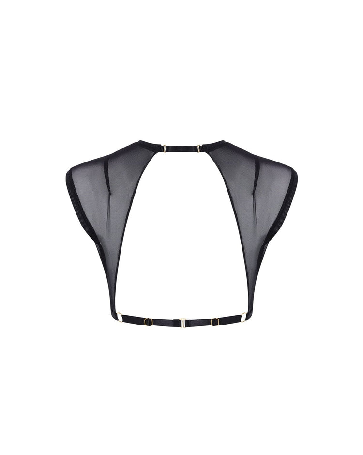 Vivi Leigh London lingerie Bralette Crop Top with Gloves sexy harness luxury lingerie Black Bralette Crop Top with Gloves uk sustainable brand