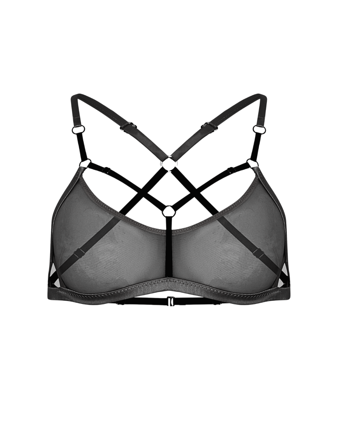 Vivi Leigh London lingerie Luxury Mesh Bralette-Black sexy harness luxury lingerie Blush Pink Luxury Mesh Sexy Bralette uk sustainable brand
