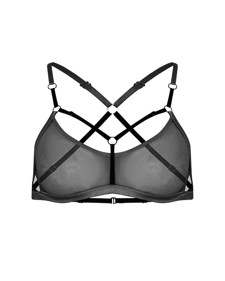 Vivi Leigh London lingerie Luxury Mesh Bralette-Black sexy harness luxury lingerie Blush Pink Luxury Mesh Sexy Bralette uk sustainable brand