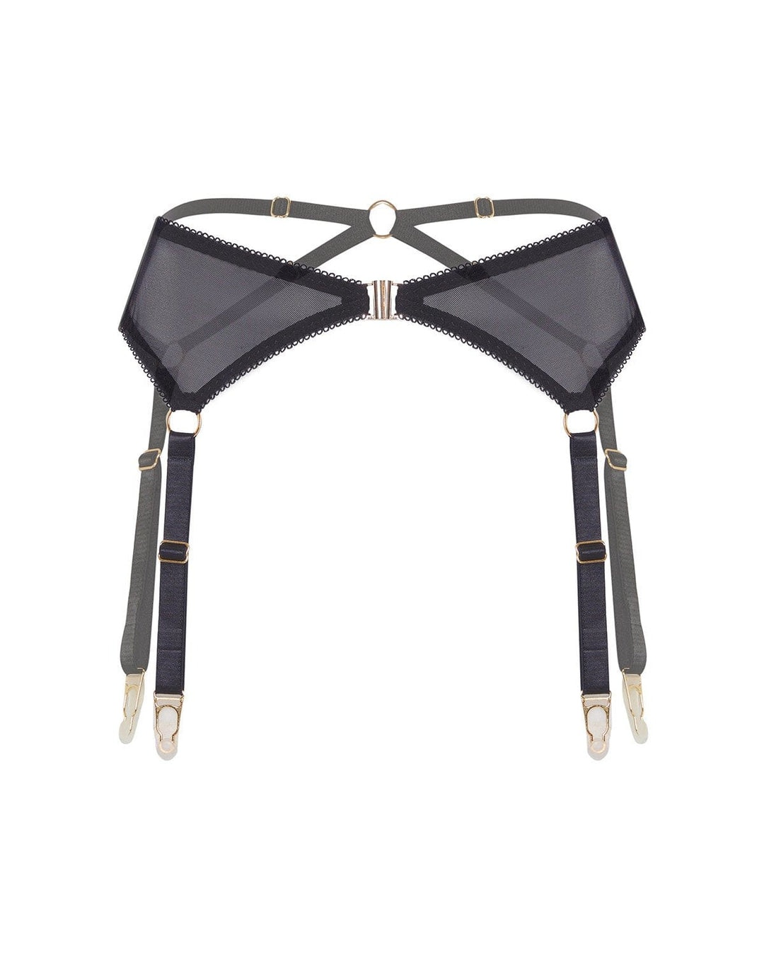Vivi Leigh London lingerie Black Mesh Suspenders sexy harness luxury lingerie Mesh Black Suspenders uk sustainable brand