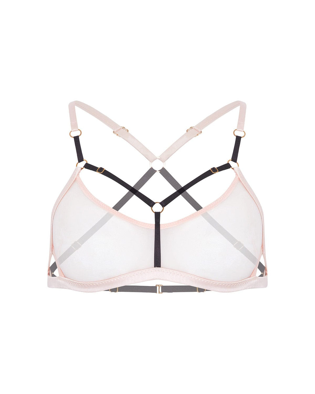 Vivi Leigh London lingerie Luxury Mesh Bralette-Blush Pink sexy harness luxury lingerie Blush Pink Luxury Mesh Sexy Bralette uk sustainable brand