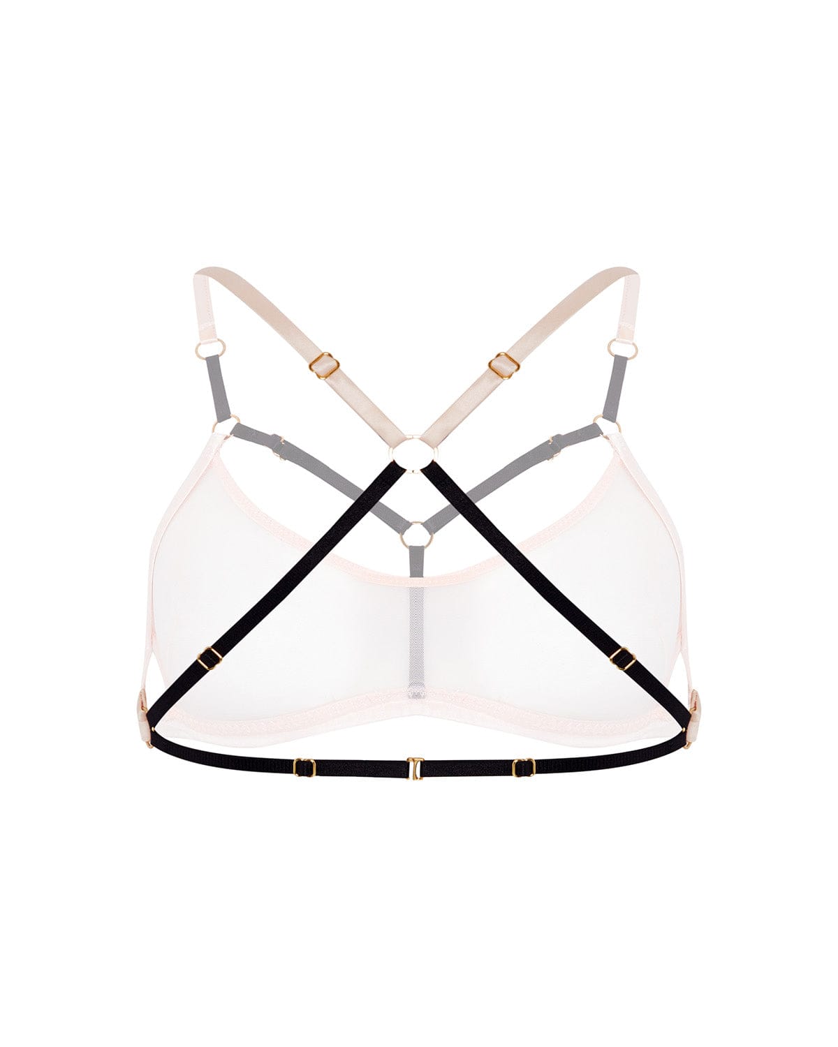 Vivi Leigh London lingerie Luxury Mesh Bralette-Blush Pink sexy harness luxury lingerie Blush Pink Luxury Mesh Sexy Bralette uk sustainable brand