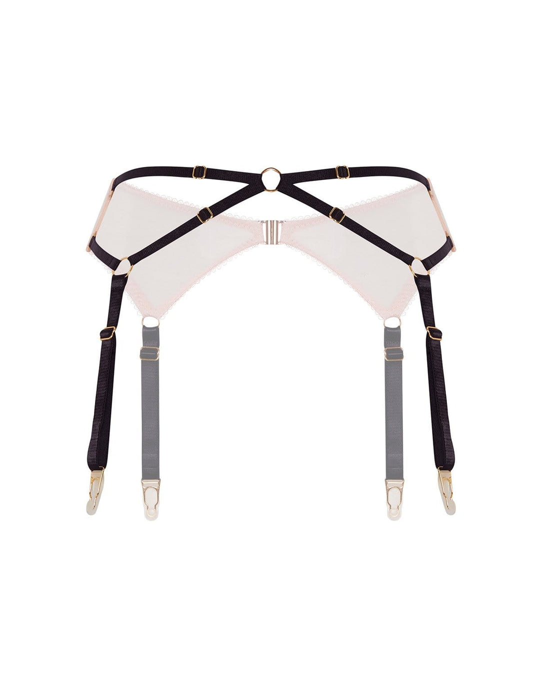Vivi Leigh London lingerie Blush Pink Mesh Suspenders sexy harness luxury lingerie Blush Pink Mesh Suspender uk sustainable brand