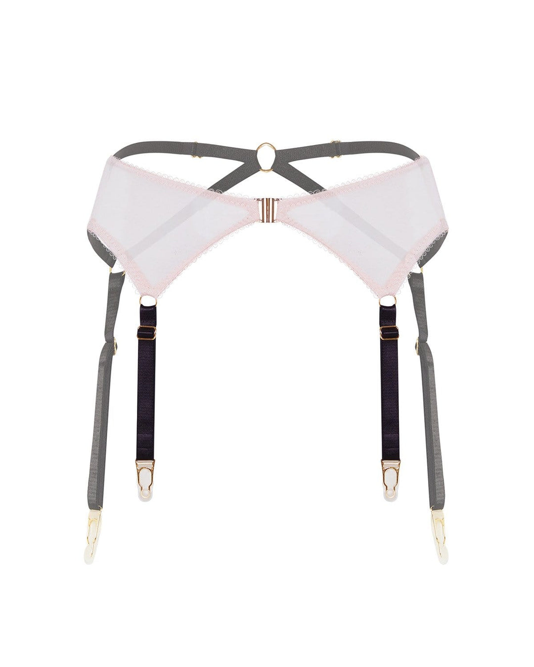 Vivi Leigh London lingerie Blush Pink Mesh Suspenders sexy harness luxury lingerie Blush Pink Mesh Suspender uk sustainable brand
