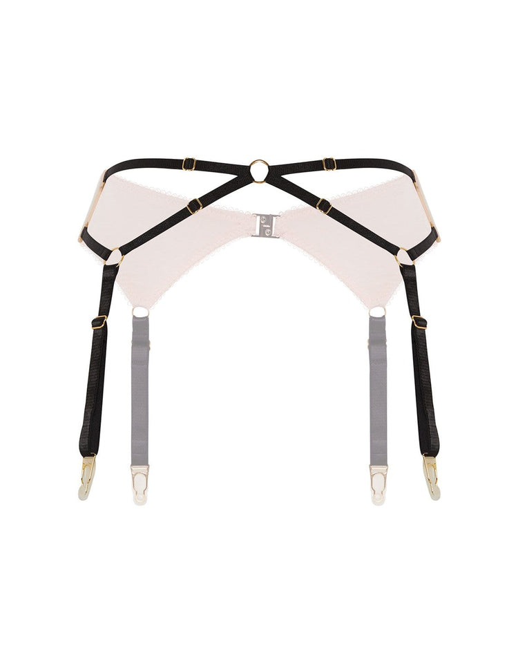 Vivi Leigh London lingerie Silk Jersey Suspenders- Blush Pink sexy harness luxury lingerie uk sustainable brand