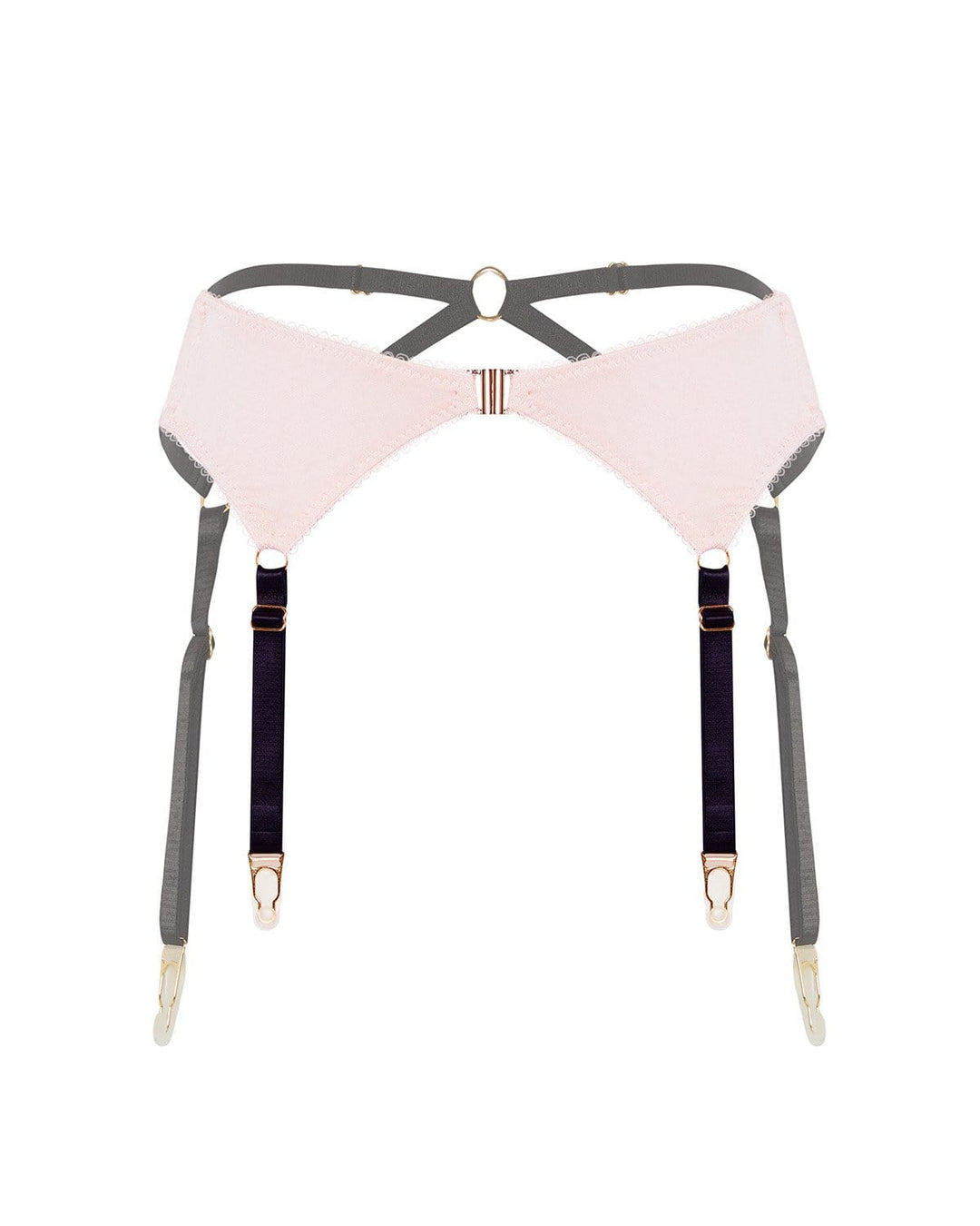 Vivi Leigh London lingerie Silk Jersey Suspenders- Blush Pink sexy harness luxury lingerie uk sustainable brand