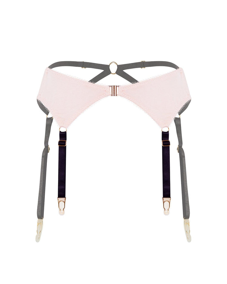 Vivi Leigh London lingerie Silk Jersey Suspenders- Blush Pink sexy harness luxury lingerie uk sustainable brand