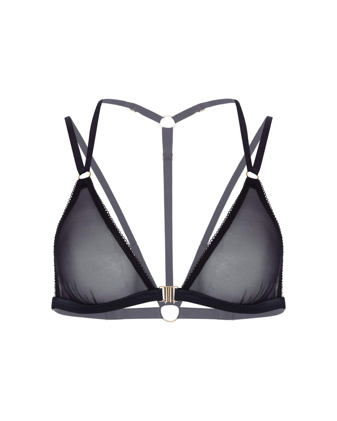 Vivi Leigh London lingerie Black Mesh Triangle Bralette sexy harness luxury lingerie Black Luxury Sexy Triangle Bralette uk sustainable brand