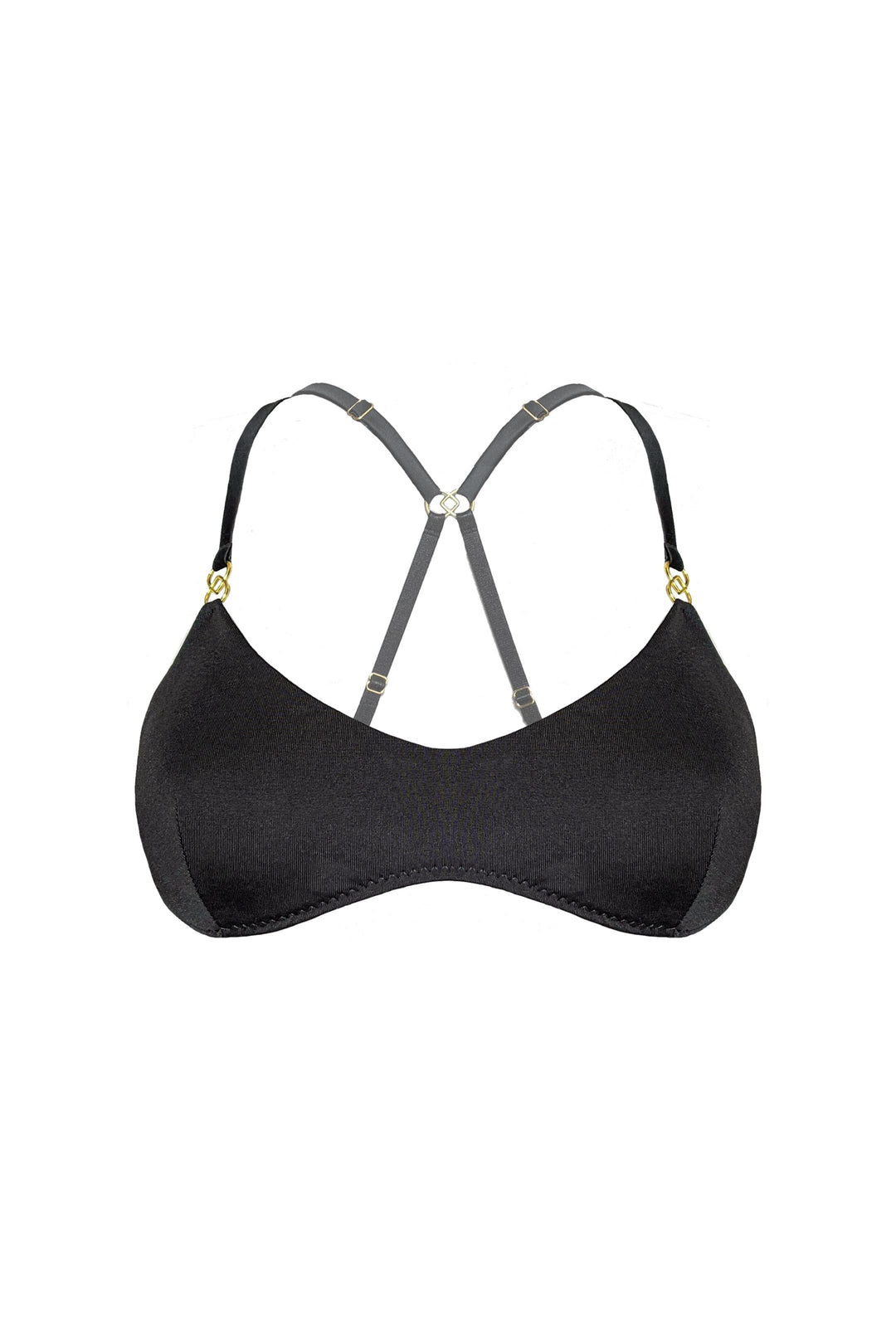 Vivi Leigh London bra Pure Silk Jersey Demi Bralette | Black sexy harness luxury lingerie Pure Silk Jersey Demi Bralette- Black uk sustainable brand