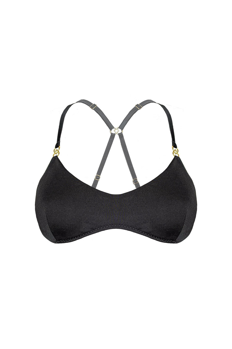 Vivi Leigh London bra Pure Silk Jersey Demi Bralette | Black sexy harness luxury lingerie Pure Silk Jersey Demi Bralette- Black uk sustainable brand
