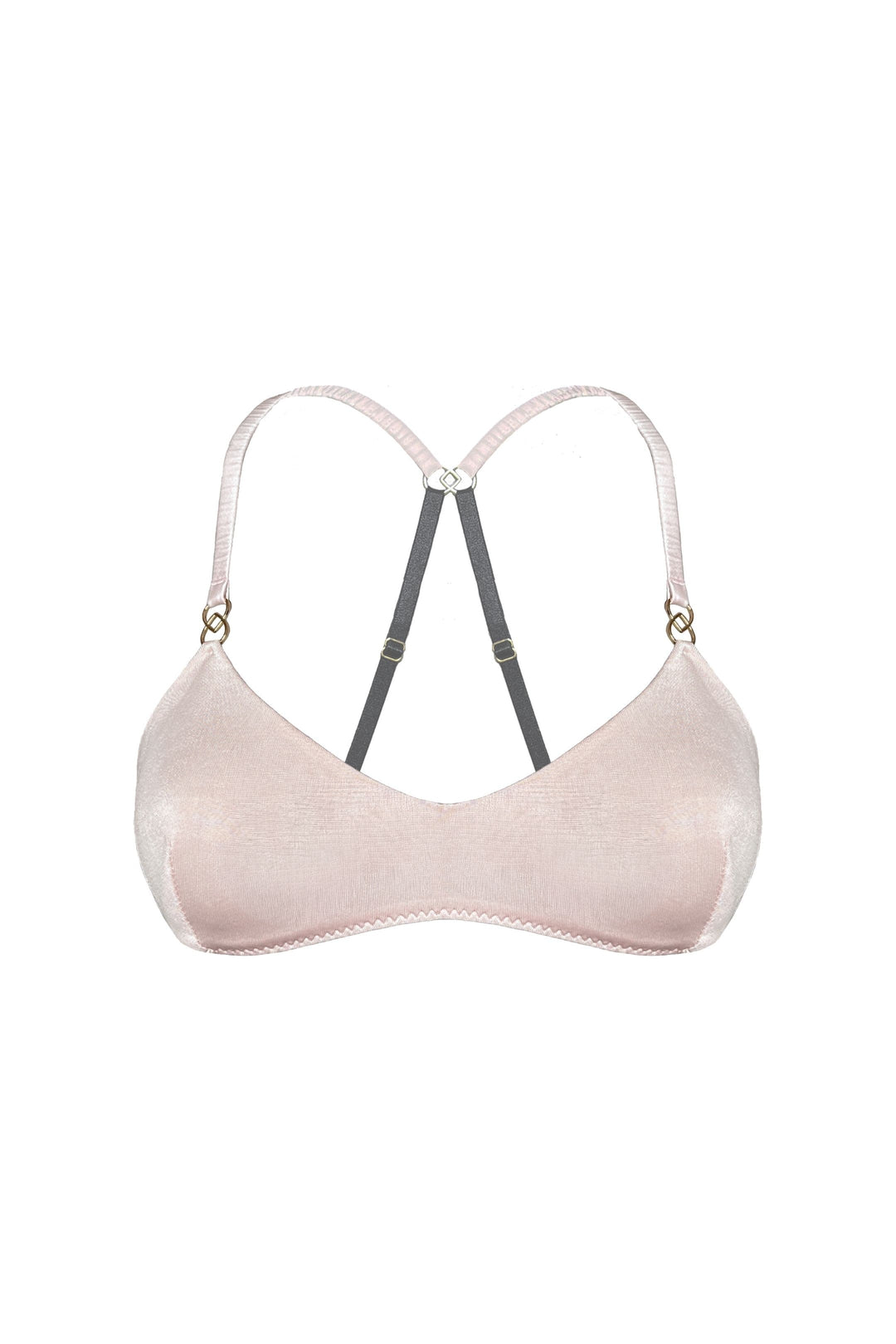 Vivi Leigh London bra Pure Silk Jersey Demi Bralette | Blush Pink sexy harness luxury lingerie Pure Silk Jersey Demi Bralette- Blush Pink uk sustainable brand