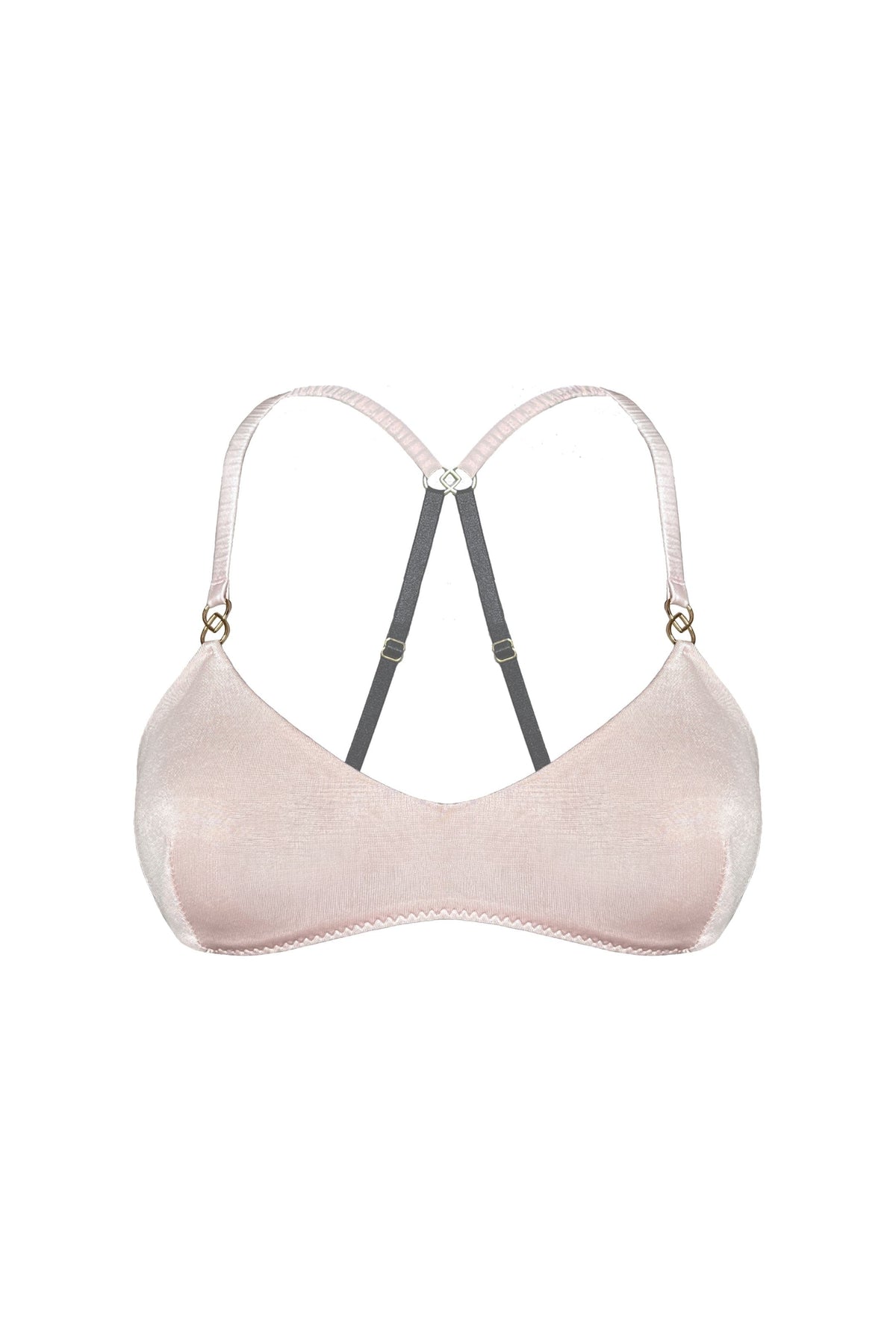 Vivi Leigh London bra Pure Silk Jersey Demi Bralette | Blush Pink sexy harness luxury lingerie Pure Silk Jersey Demi Bralette- Blush Pink uk sustainable brand