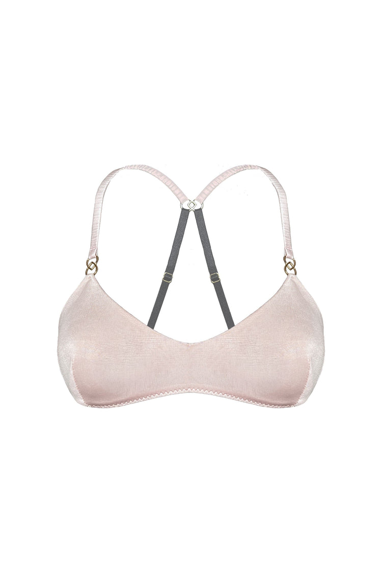 Vivi Leigh London bra Pure Silk Jersey Demi Bralette | Blush Pink sexy harness luxury lingerie Pure Silk Jersey Demi Bralette- Blush Pink uk sustainable brand