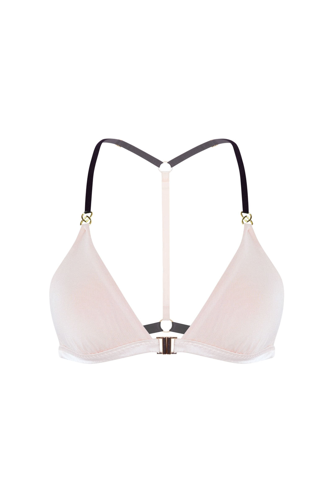 Vivi Leigh London bra Pure Silk Jersey Triangle Bralette | Blush Pink sexy harness luxury lingerie Pure Silk Jersey Triangle Bralette uk sustainable brand