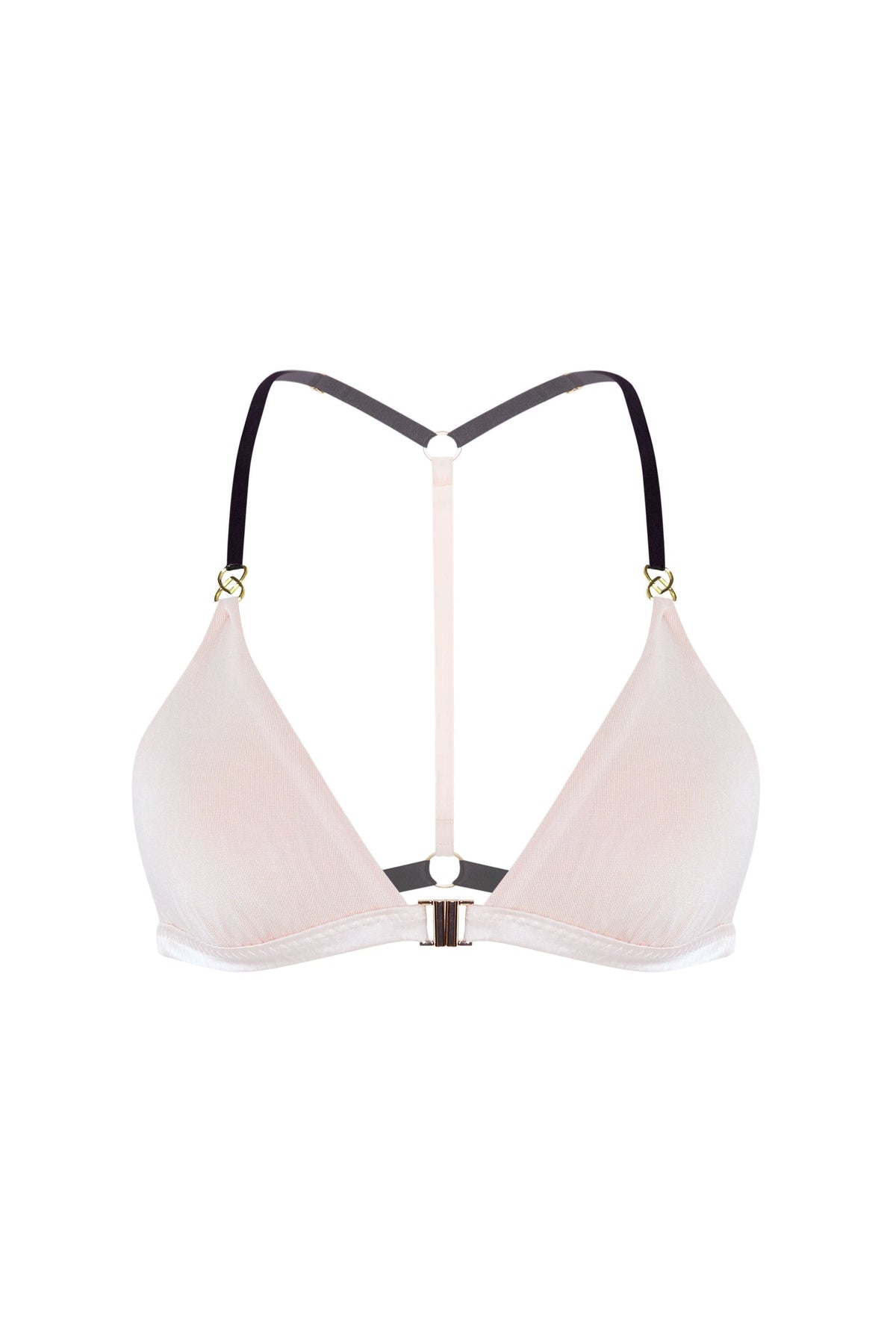 Vivi Leigh London bra Pure Silk Jersey Triangle Bralette | Blush Pink sexy harness luxury lingerie Pure Silk Jersey Triangle Bralette uk sustainable brand