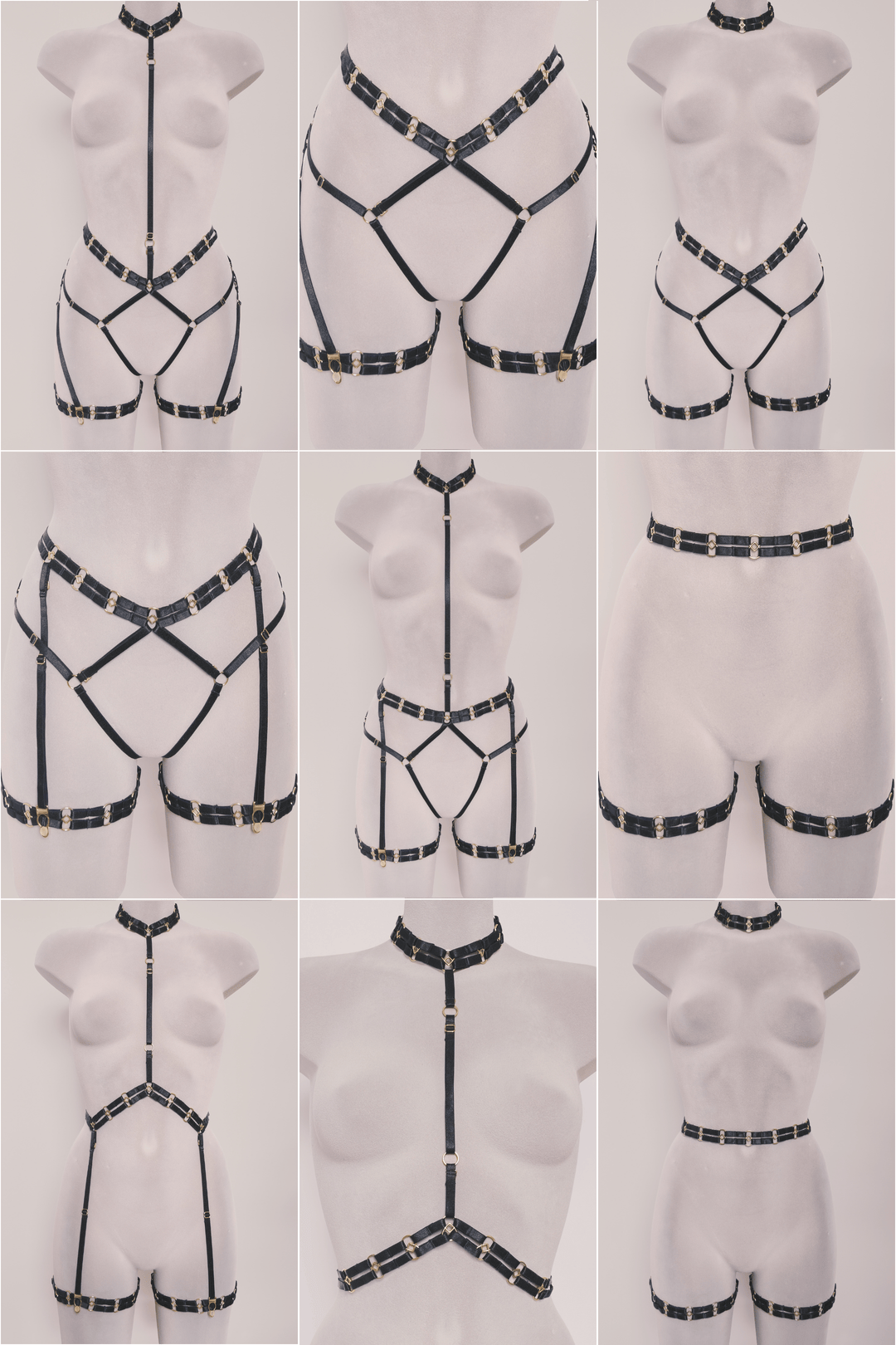 Vivi Leigh London Harness Art Deco Multi-Way Harness Set | Black sexy harness luxury lingerie Art Deco Multi-Way Harness Set | Black uk sustainable brand