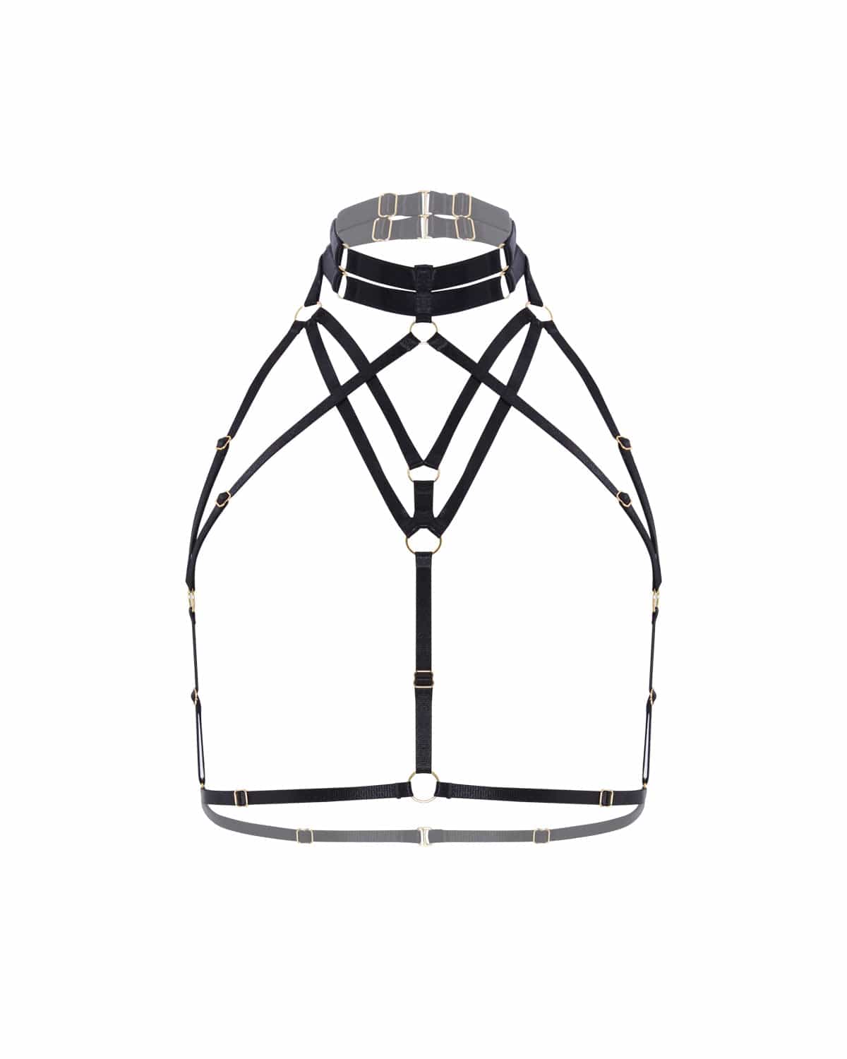 Vivi Leigh London lingerie 0/S Harness Top sexy harness luxury lingerie Black Strap Harness Lingerie Top uk sustainable brand