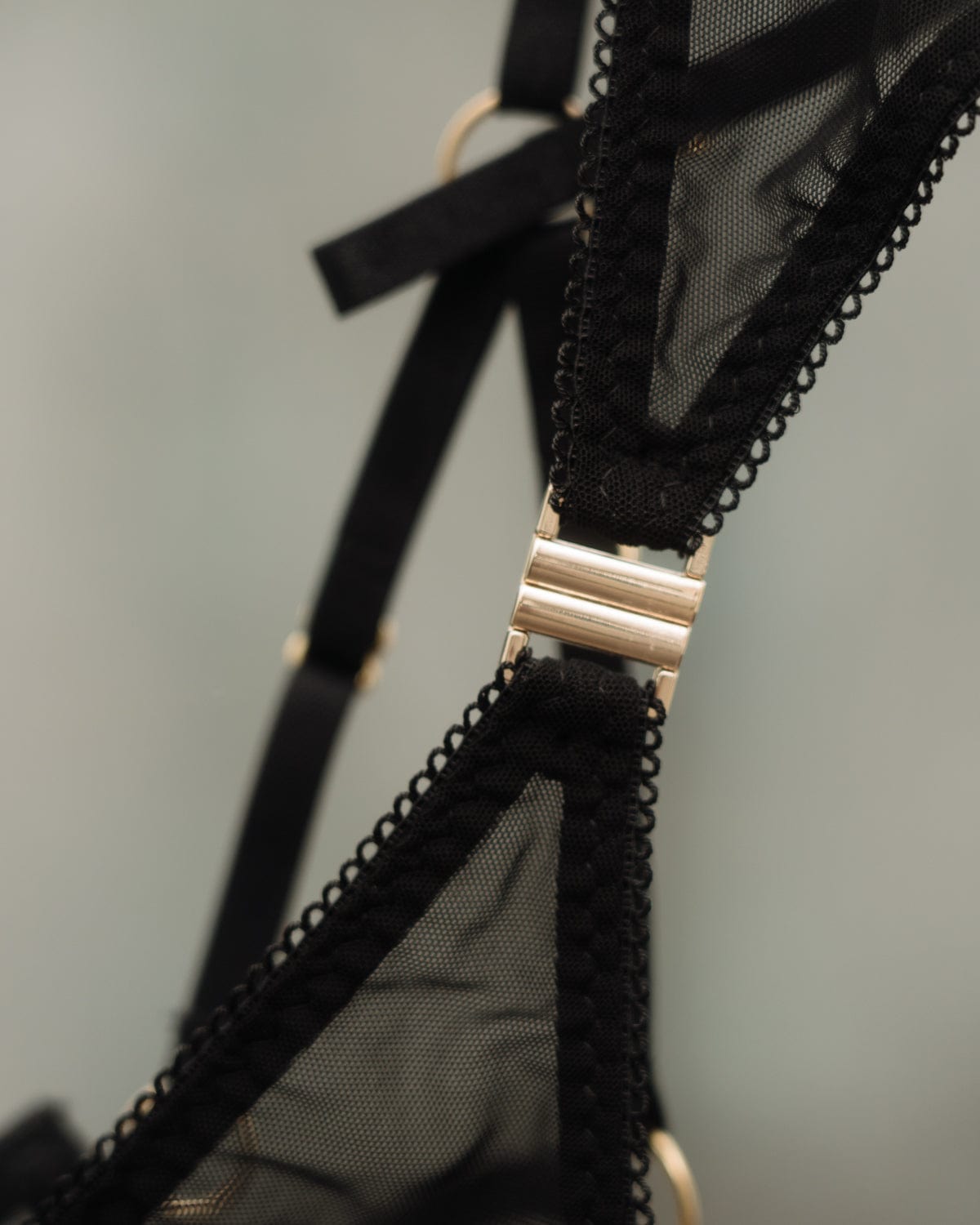 Vivi Leigh London lingerie Black Mesh Suspenders sexy harness luxury lingerie Mesh Black Suspenders uk sustainable brand