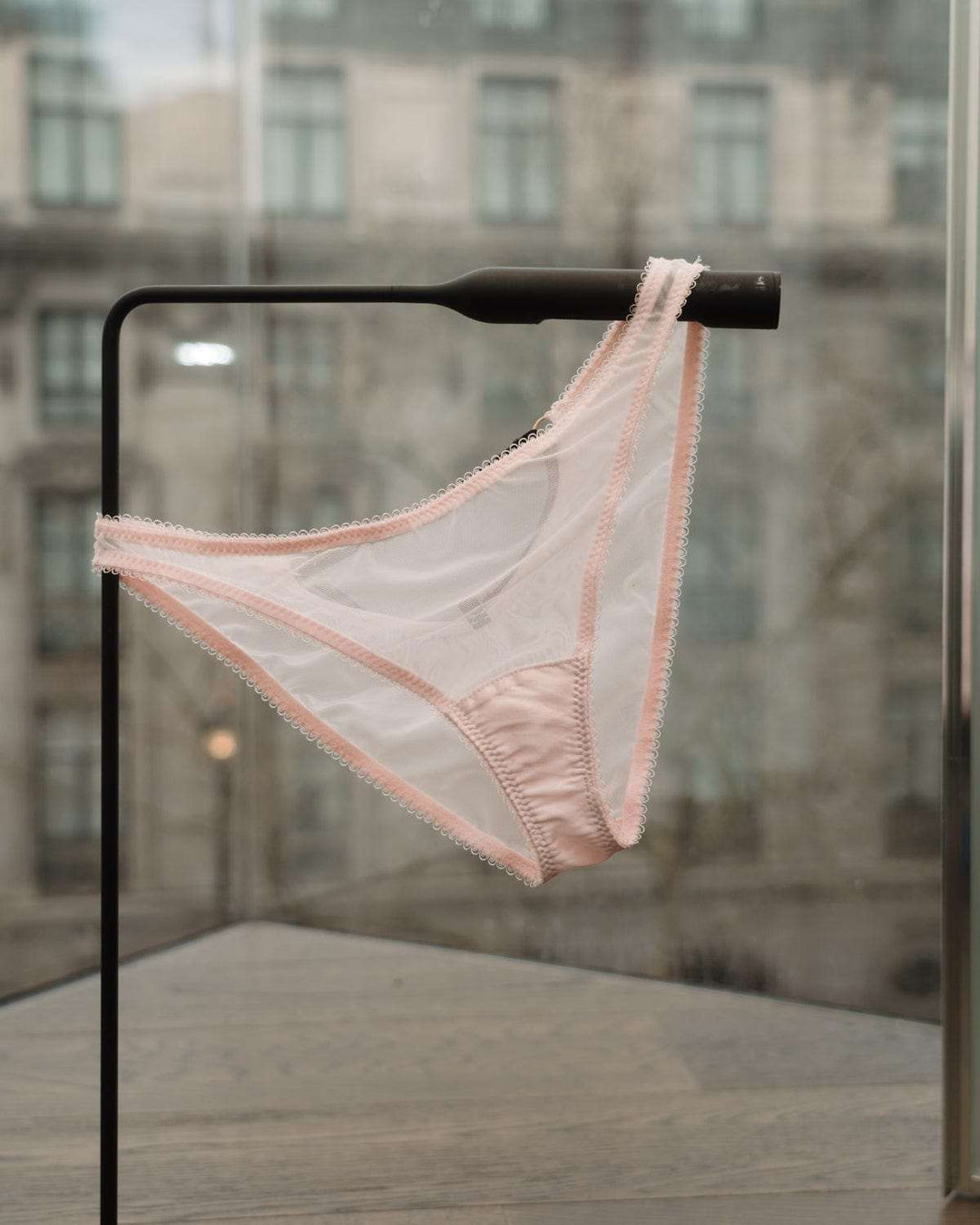 Vivi Leigh London lingerie Blush Pink Mesh Cut-out Briefs sexy harness luxury lingerie Blush Pink Mesh Cut-out Briefs. uk sustainable brand