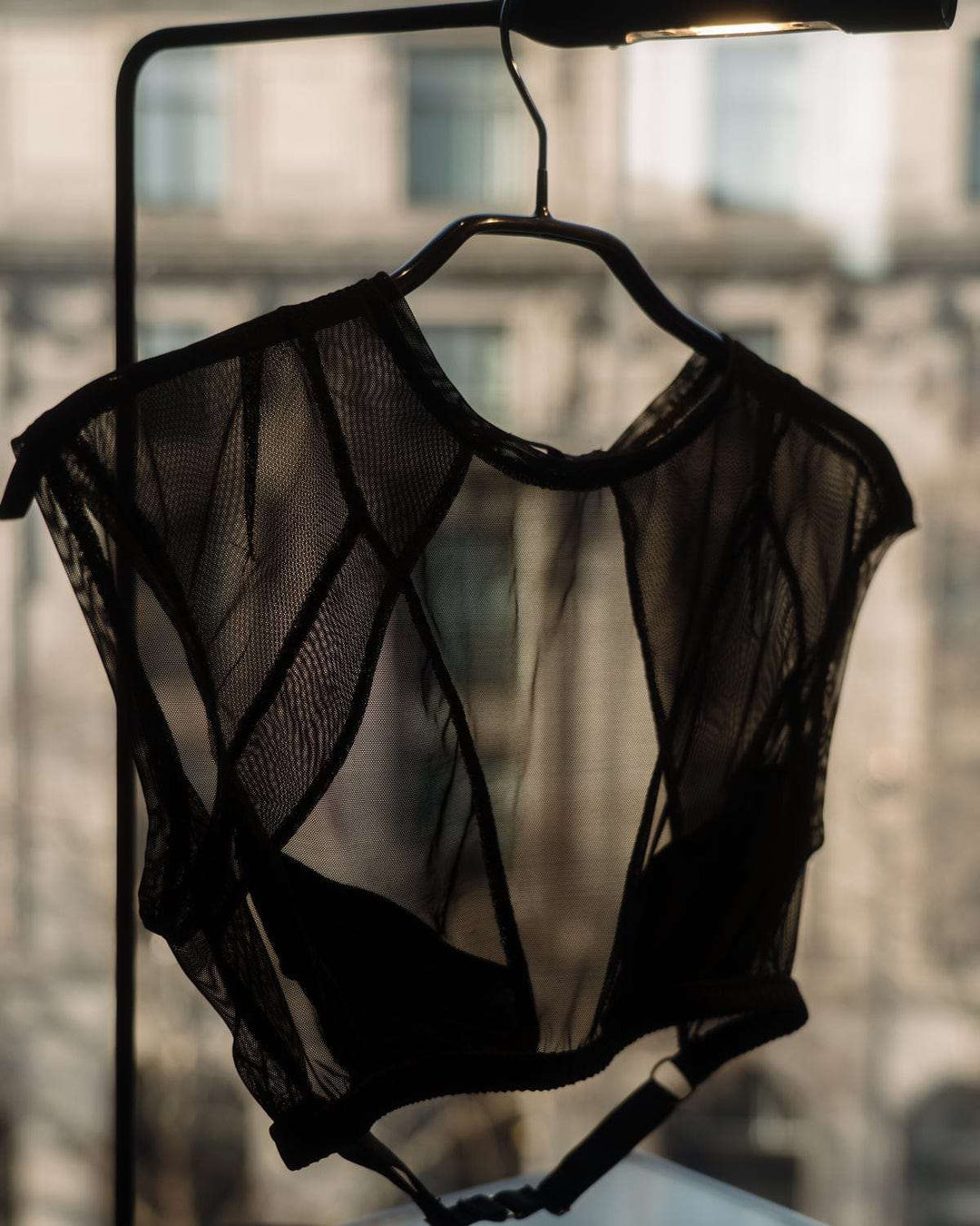 Vivi Leigh London lingerie Bralette Crop Top with Gloves sexy harness luxury lingerie Black Bralette Crop Top with Gloves uk sustainable brand