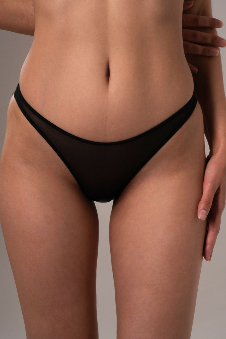 Vivi Leigh London lingerie Mesh Cut-out Briefs | Black sexy harness luxury lingerie Mesh Cut-out Briefs | Black uk sustainable brand