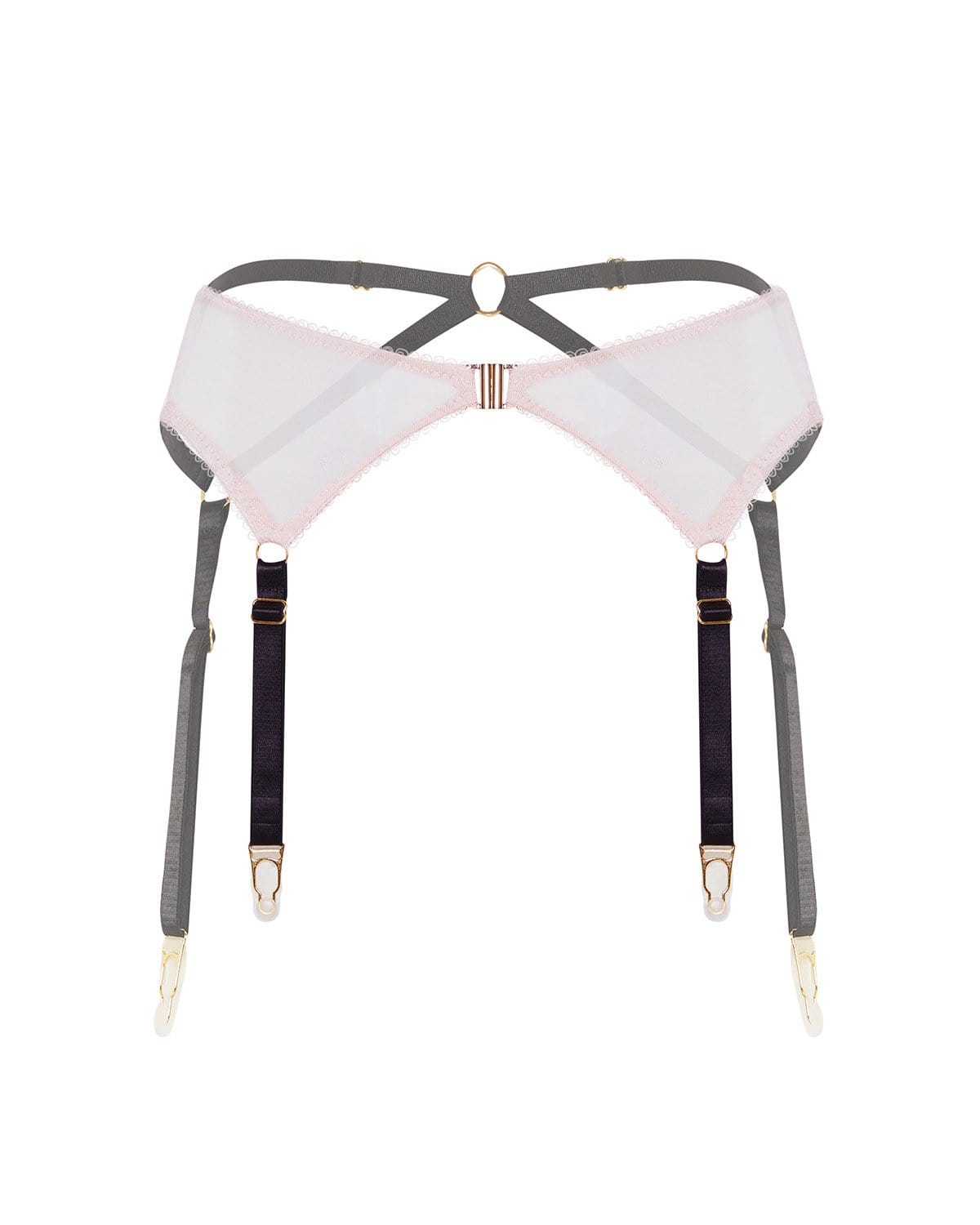 Vivi Leigh London lingerie Blush Pink Mesh Suspenders sexy harness luxury lingerie Blush Pink Mesh Suspender uk sustainable brand