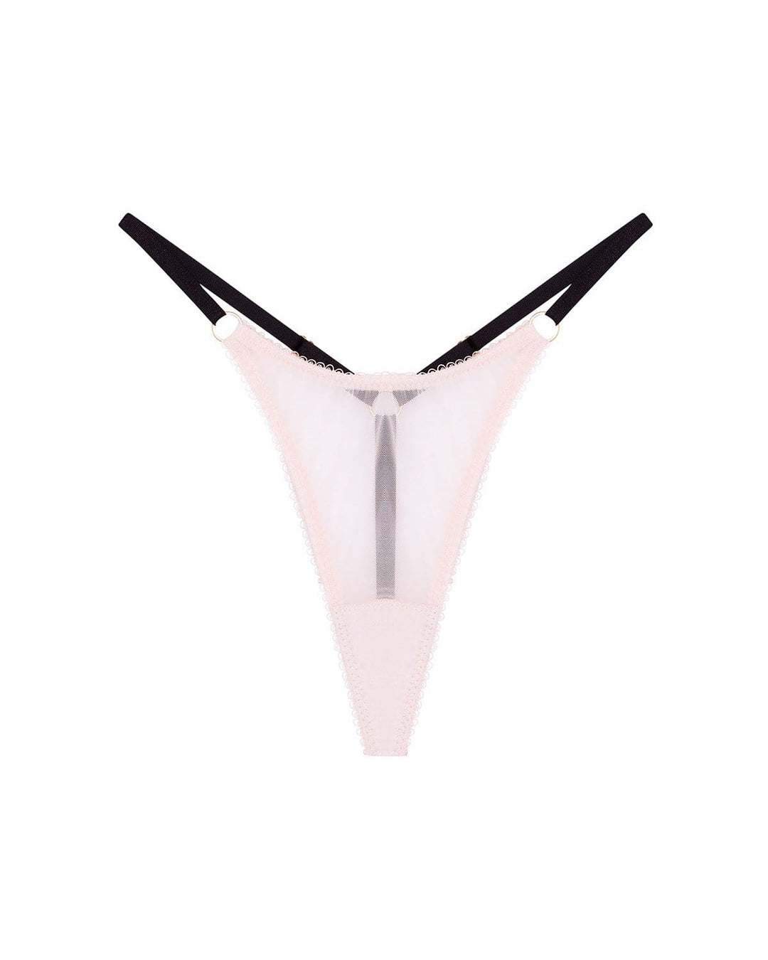 Vivi Leigh London lingerie Blush Pink Mesh Strappy Thong sexy harness luxury lingerie uk sustainable brand