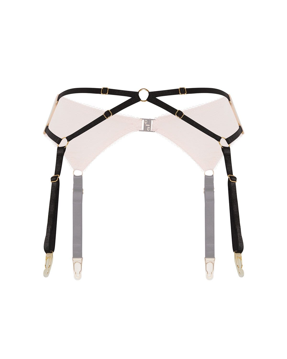 Vivi Leigh London lingerie Silk Jersey Suspenders- Blush Pink sexy harness luxury lingerie uk sustainable brand
