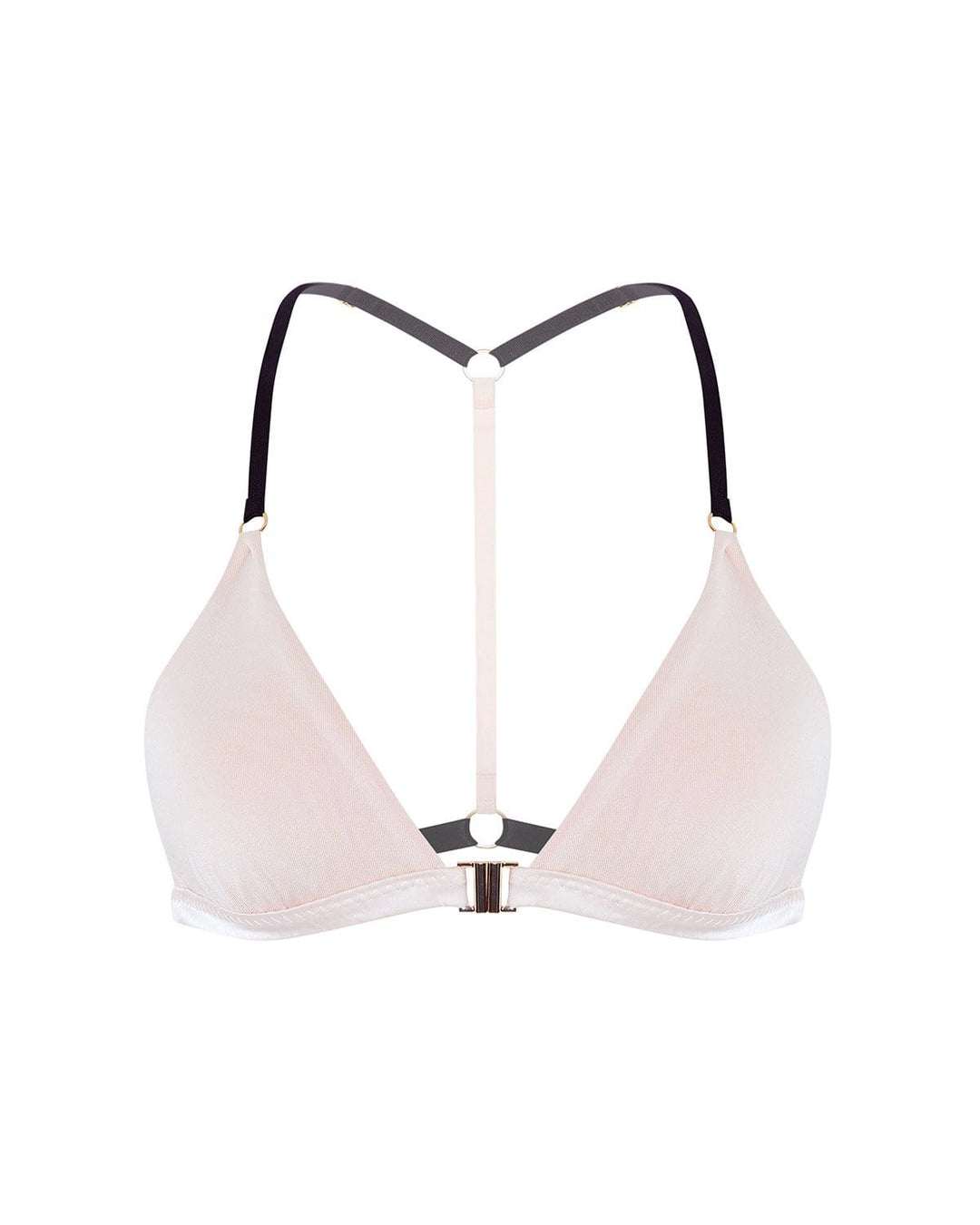Vivi Leigh London lingerie Blush Pink Silk Jersey Triangle Bralette sexy harness luxury lingerie uk sustainable brand