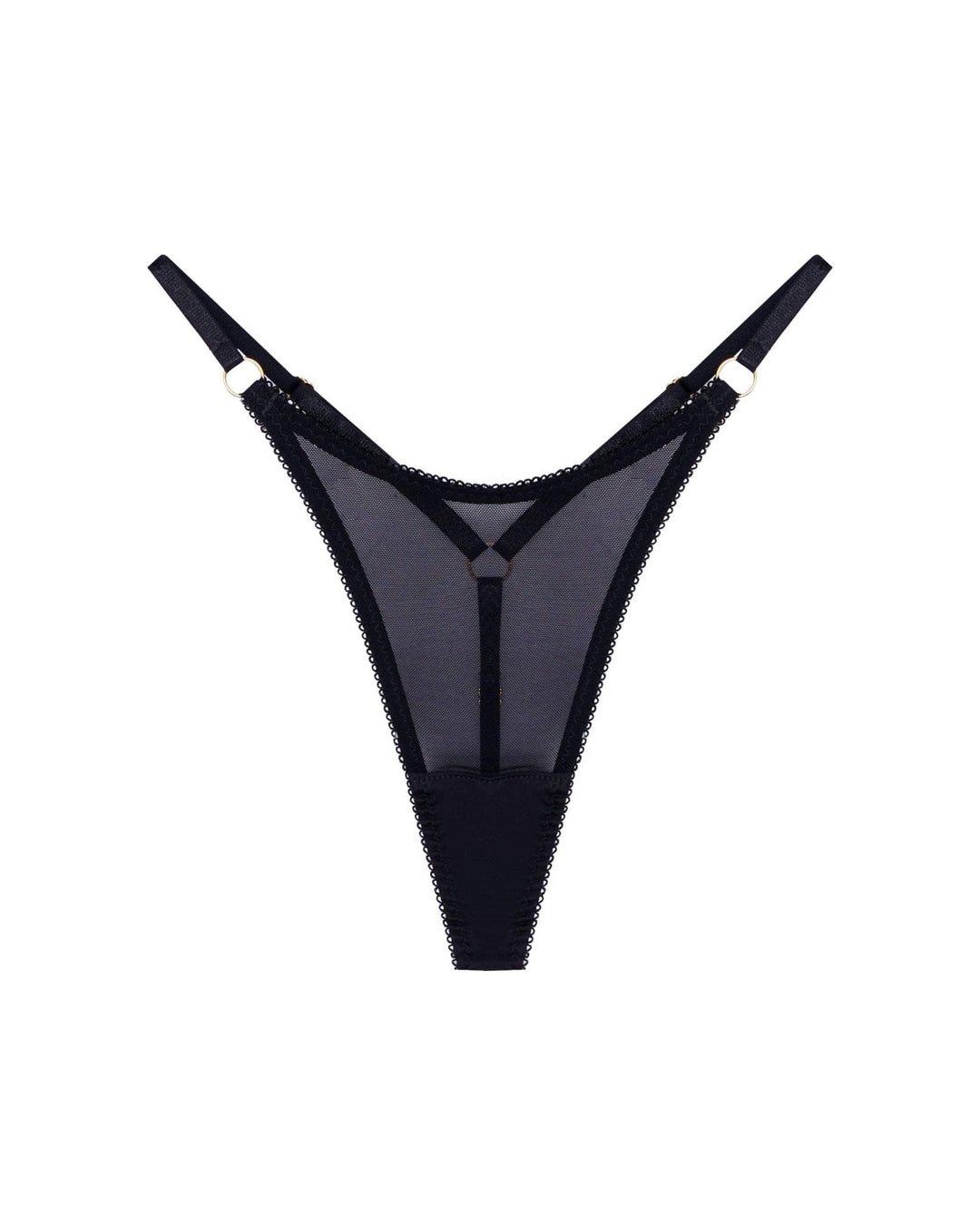 Vivi Leigh London lingerie Black Mesh Strappy Thong sexy harness luxury lingerie uk sustainable brand