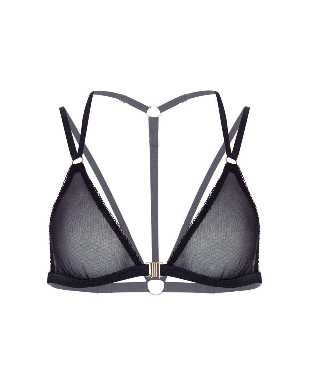 Vivi Leigh London lingerie Black Mesh Triangle Bralette sexy harness luxury lingerie Black Luxury Sexy Triangle Bralette uk sustainable brand