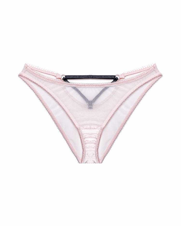 Vivi Leigh London lingerie XS Blush Pink Mesh Cut-out Briefs sexy harness luxury lingerie uk sustainable brand