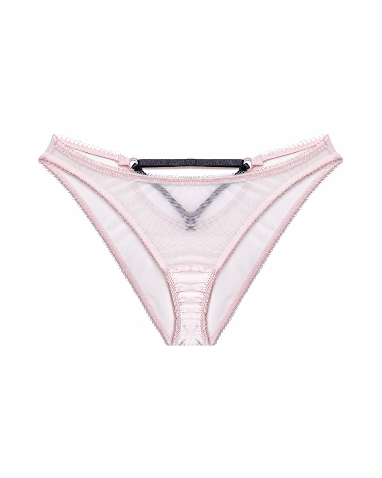 Vivi Leigh London lingerie XS Blush Pink Mesh Cut-out Briefs sexy harness luxury lingerie uk sustainable brand
